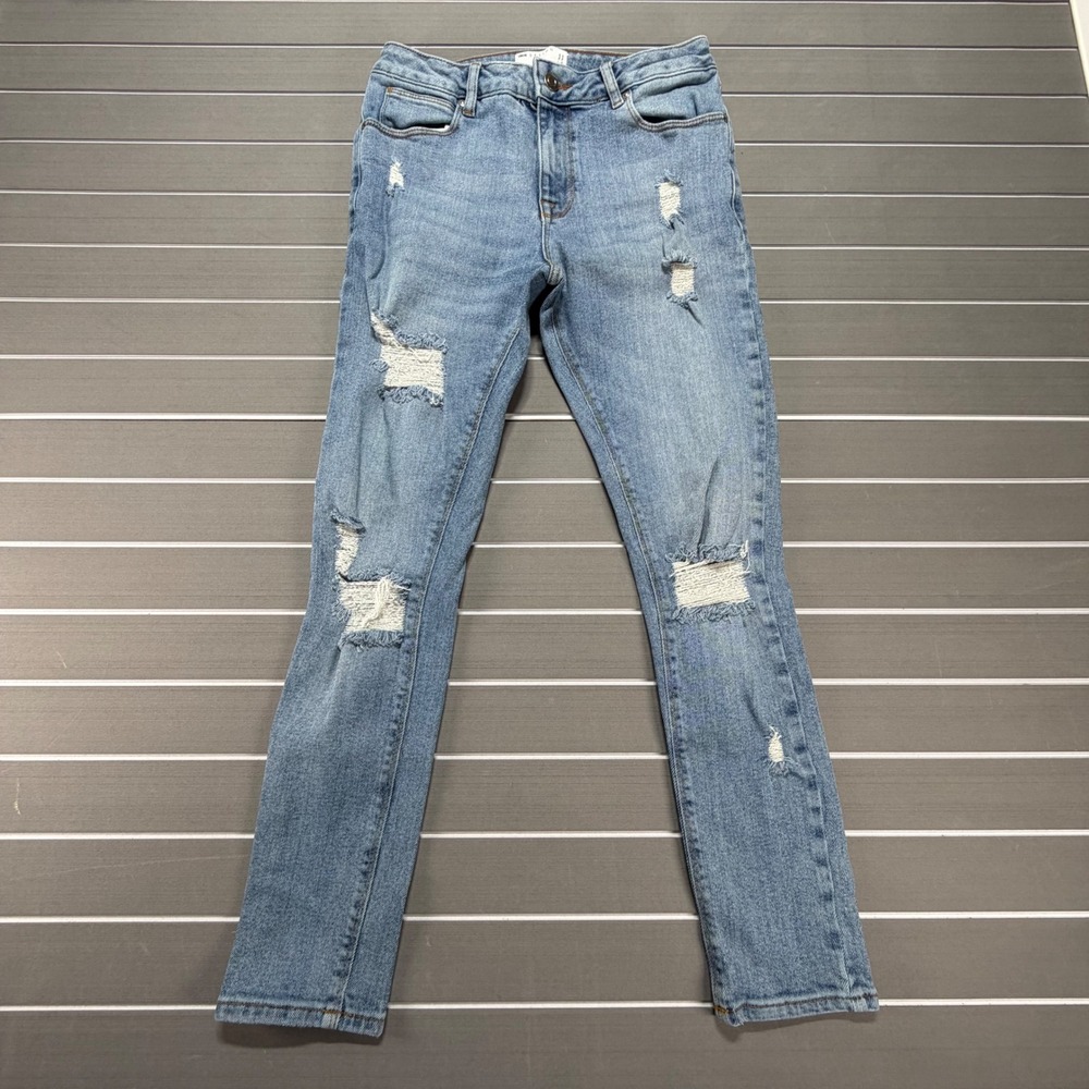 ASOS DESIGN Mens Skinny Distressed Jeans Light Wash Blue Ripped 30x30 11018981